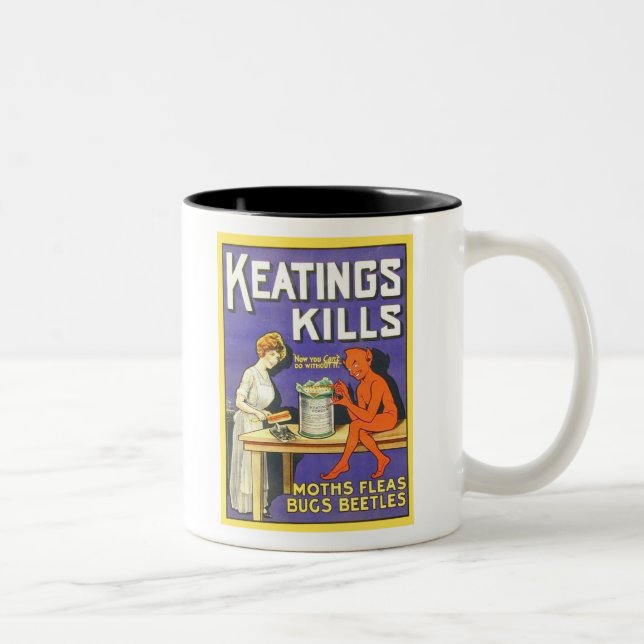 Vintage Keatings Kills Insecticide Two-Tone Coffee Mug (Right)