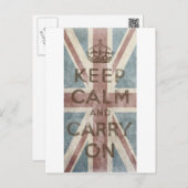 Vintage Keep Calm And Carry On Postcard (Front/Back)