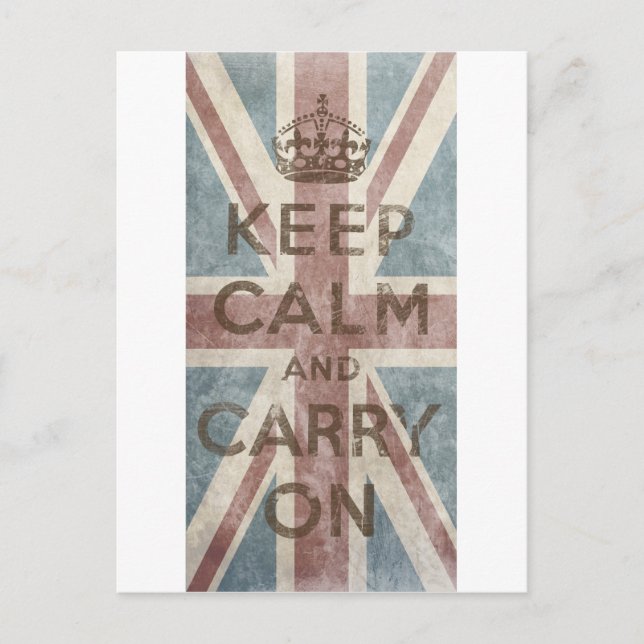 Vintage Keep Calm And Carry On Postcard (Front)