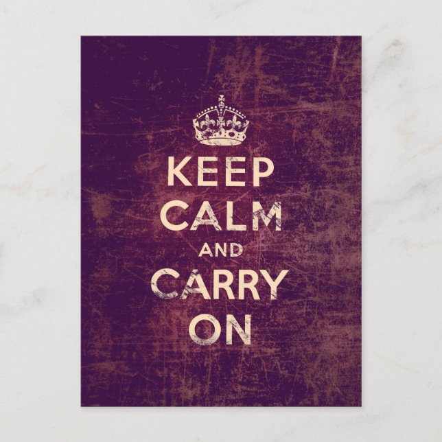 Vintage keep calm and carry on postcard (Front)