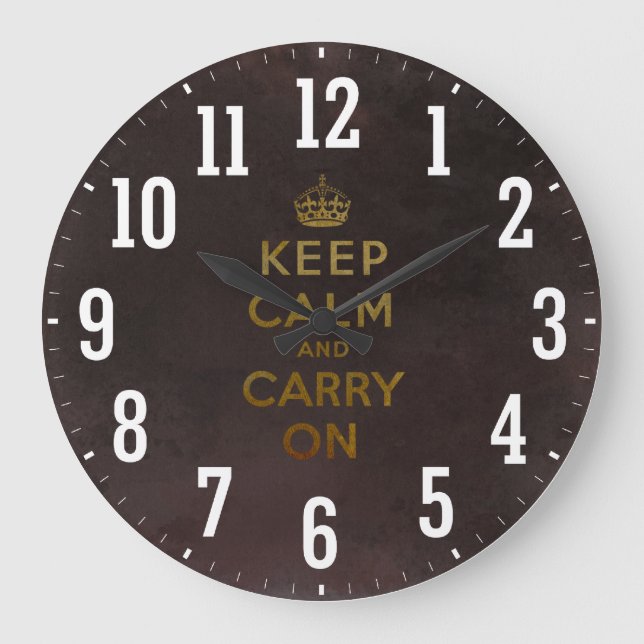 Vintage Keep Calm And Carry On Wall Clock (Front)
