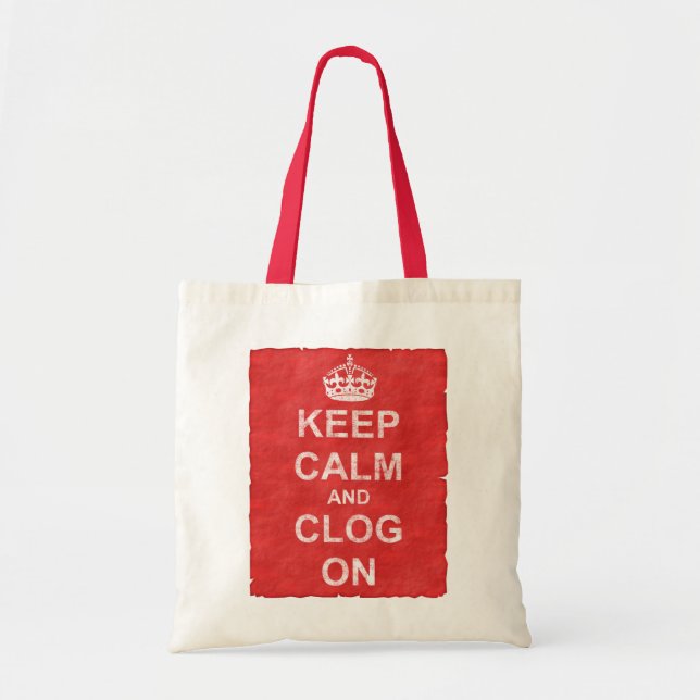 Vintage Keep Calm and Clog On Tote Bag (Front)