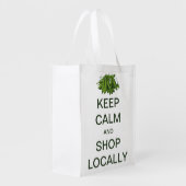 Vintage Keep Calm and Shop Locally Reusable Grocery Bag (Back Side)