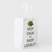Vintage Keep Calm and Shop Locally Reusable Grocery Bag (Front Side)