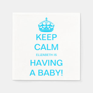Vintage Keep Calm Blue Boy Baby Shower Napkin