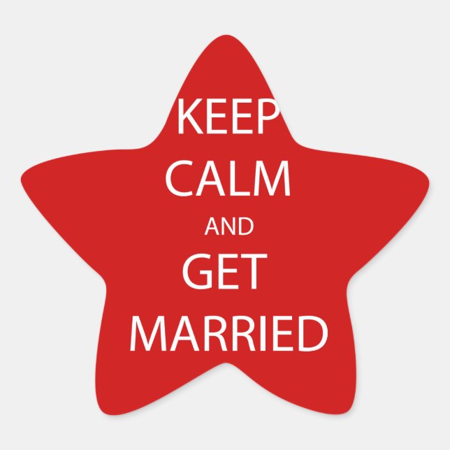 Vintage KEEP CALM  GET MARRIED Star Sticker (Front)