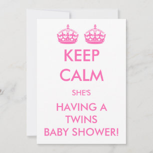 Vintage Keep Calm it's a Girl Twins Baby Shower Invitation