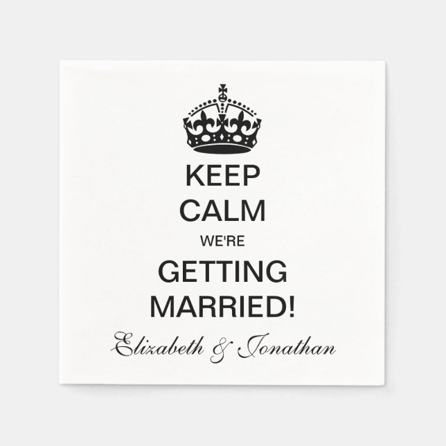 Vintage Keep Calm We're Getting Married! Napkin (Front)