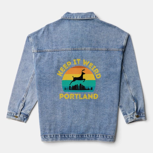 Vintage Keep it Weird Portland Oregon  Denim Jacket (Back)