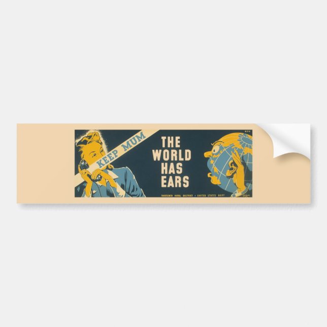 Vintage “Keep Mum” bumpersticker Bumper Sticker (Front)