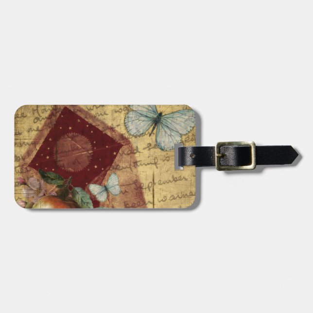 Vintage Keepsake Butterfly Collage Luggage Tag (Front Horizontal)