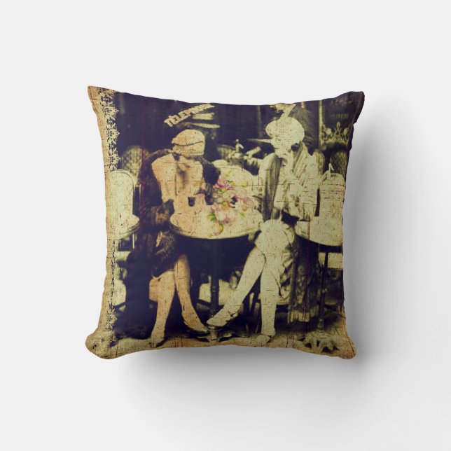 Vintage Keepsake of Outdoor Cafe Cushion (Front)