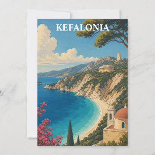 Vintage Kefalonia Greece Island Scenery Card