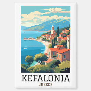Vintage Kefalonia Greece Retro Travel Magnet