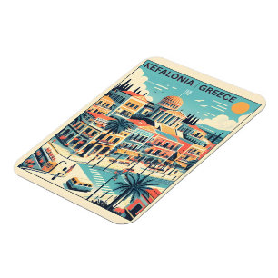 vintage kefalonia greece travel souvenirs magnet