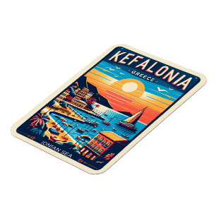 vintage kefalonia greece travel souvenirs magnet