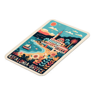 vintage kefalonia greece travel souvenirs magnet