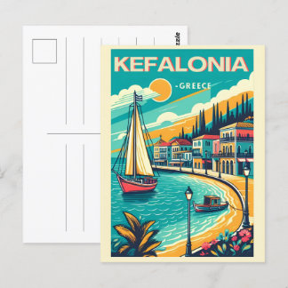 vintage kefalonia greece travel souvenirs postcard