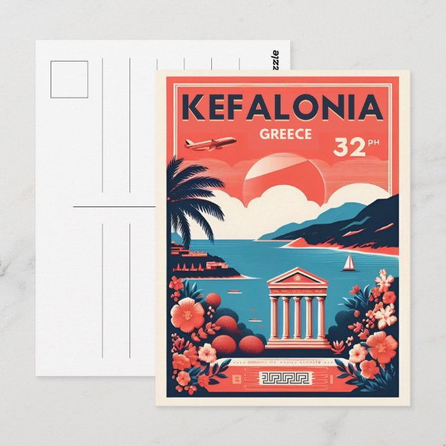 vintage kefalonia greece travel souvenirs postcard (Front/Back)