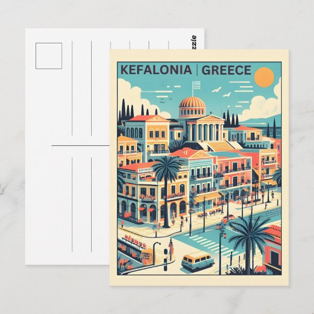 vintage kefalonia greece travel souvenirs postcard (Front/Back)