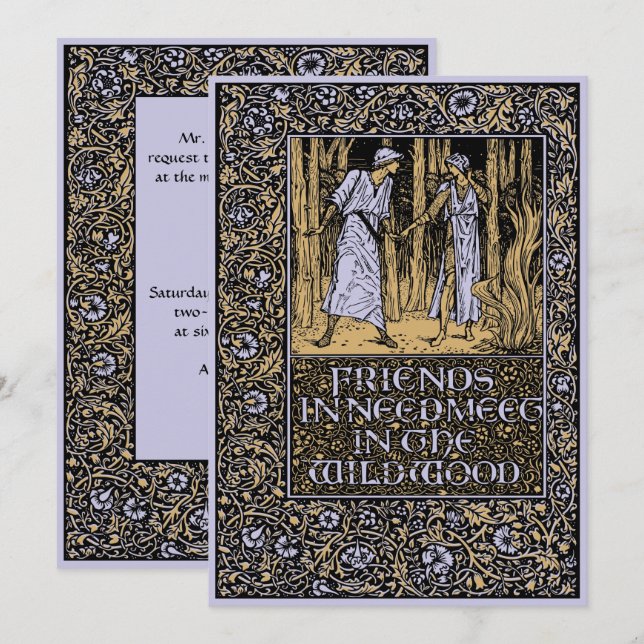 Vintage Kelmscott Floral Wedding Invitation (Front/Back)