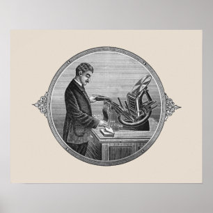 Vintage Kelsey letterpress printing press poster