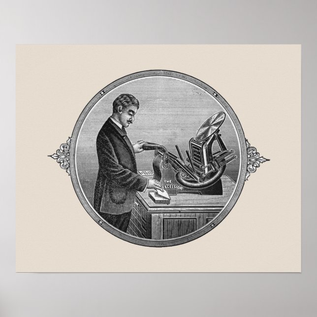 Vintage Kelsey letterpress printing press poster (Front)