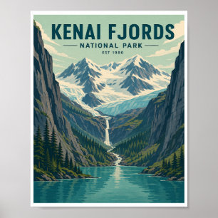 Vintage Kenai Fjords National Park Travel Poster