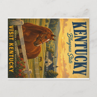 Vintage Kentucky Bluegrass State Landscape with Ma Holiday Postcard