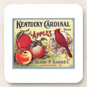 Vintage Kentucky Cardinal Apples, Henry P Barret, Coaster