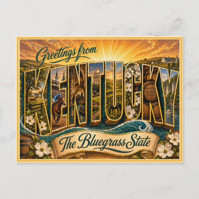 Vintage Kentucky Greeting From Postcard (Front)