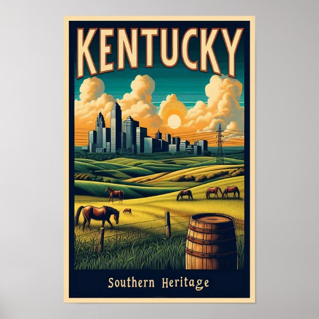 Vintage Kentucky Southern Heritage Countryside Poster (Front)