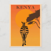 Vintage Kenya Africa African Zebra Travel