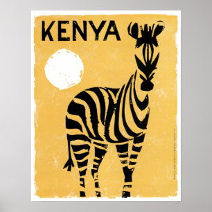 Vintage Kenya Africa Zebra Poster