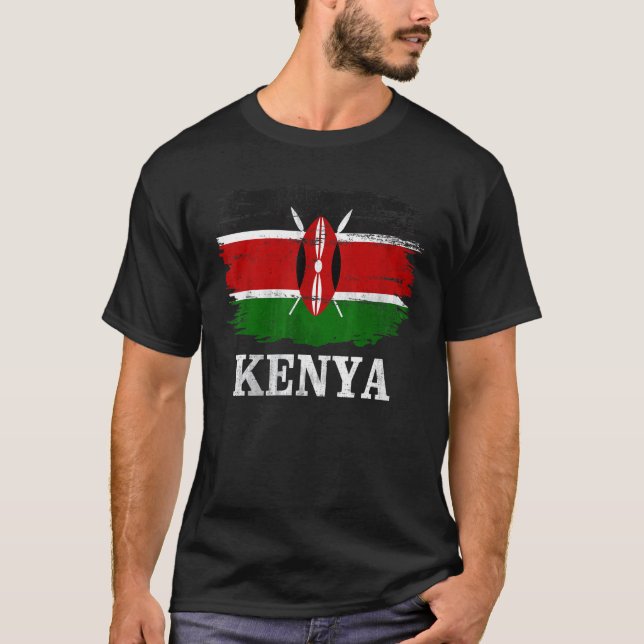 Vintage Kenya Flag For Kenyan   T-Shirt (Front)