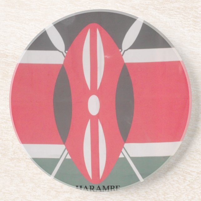 Vintage Kenya Flag Harambe Design Coaster (Front)