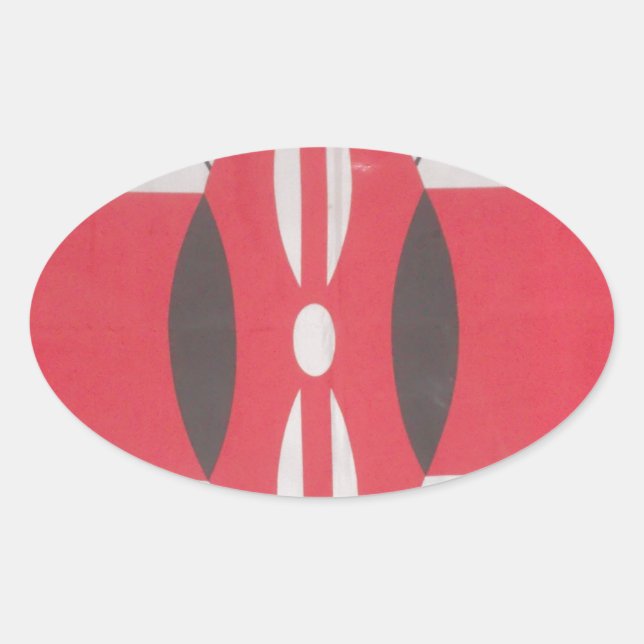 Vintage Kenya Flag Harambe Design Oval Sticker (Front)