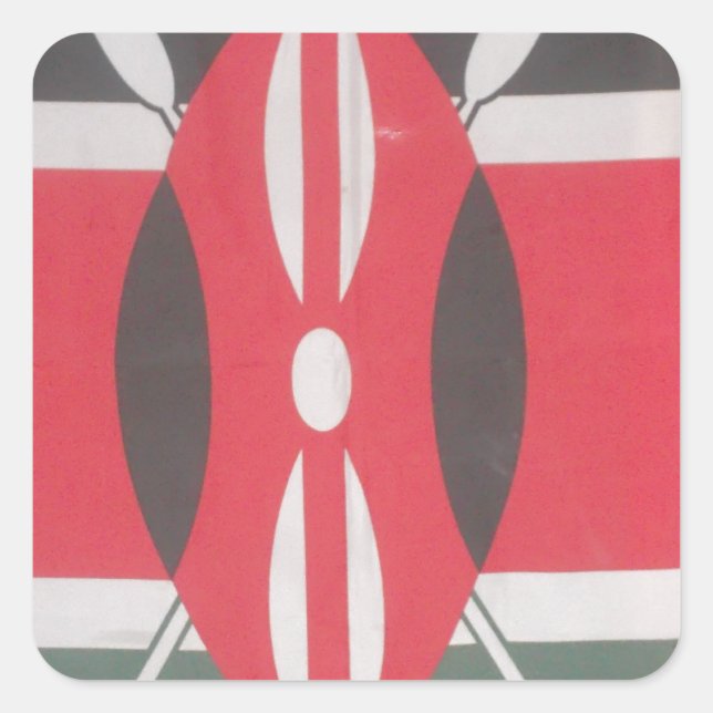 Vintage Kenya Flag Harambe Design Square Sticker (Front)