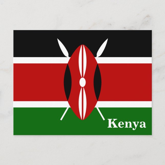 Vintage Kenya Flag Travel Tourism Postcard (Front)