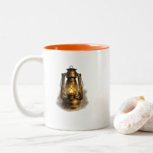Vintage Kerosene Lantern Orange Two-Tone Mug