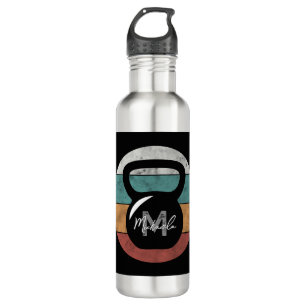 Vintage kettlebell custom monogram name initial 710 ml water bottle