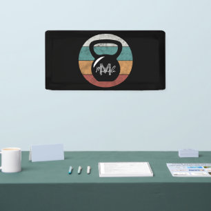 Vintage kettlebell custom monogram name initial banner