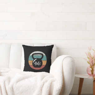 Vintage kettlebell custom monogram name initial cushion