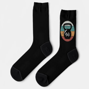 Vintage kettlebell custom monogram name initial socks