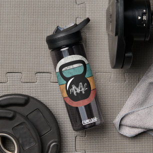 Vintage kettlebell custom monogram name initial water bottle