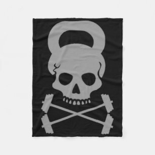 Vintage Kettlebell Fitness Skull Designer Workout Fleece Blanket