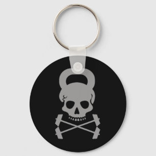 Vintage Kettlebell Fitness Skull Designer Workout  Key Ring