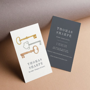 Vintage Key   Home Inspection Vertical Business Card