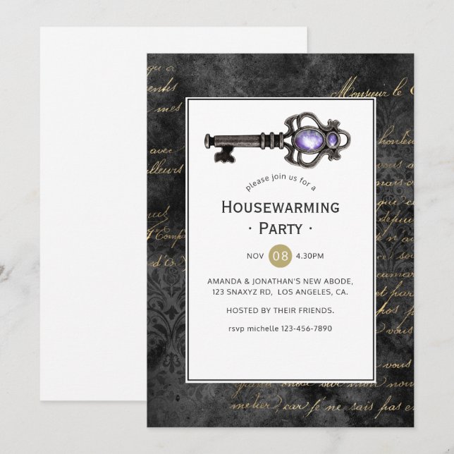 Vintage Key Housewarming Party Invitation (Front/Back)
