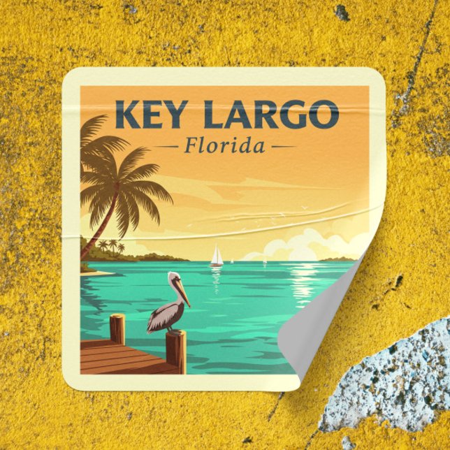 Vintage Key Largo Florida Square Sticker (Creator Uploaded)